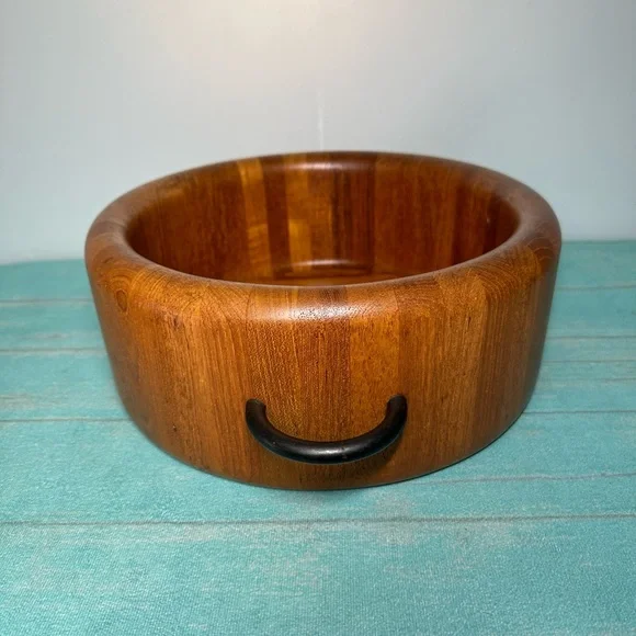 Digsmed Design Denmark Teak Wooden Salad/Serving Bowl with Iron Handles